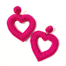 Load image into Gallery viewer, Seed Bead Heart Earrings (open center)