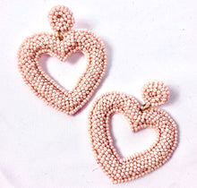 Load image into Gallery viewer, Seed Bead Heart Earrings (open center)