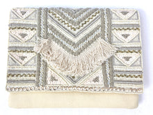 Load image into Gallery viewer, Ivory Beaded Fringe Clutch