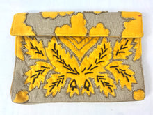Load image into Gallery viewer, Mustard Velvet Floral Beaded Clutch