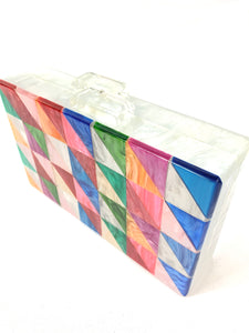 Multicolor Acrylic Box Clutch