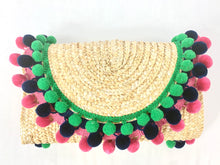 Load image into Gallery viewer, Wide/Thick Custom Straw Pom Clutch