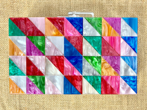Multicolor Acrylic Box Clutch